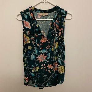 Loft large floral sleeveless blouse